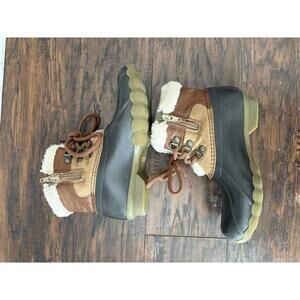 Sperry Child Unisex Duck Boot Size 2 Tan/Brown Rain Snow